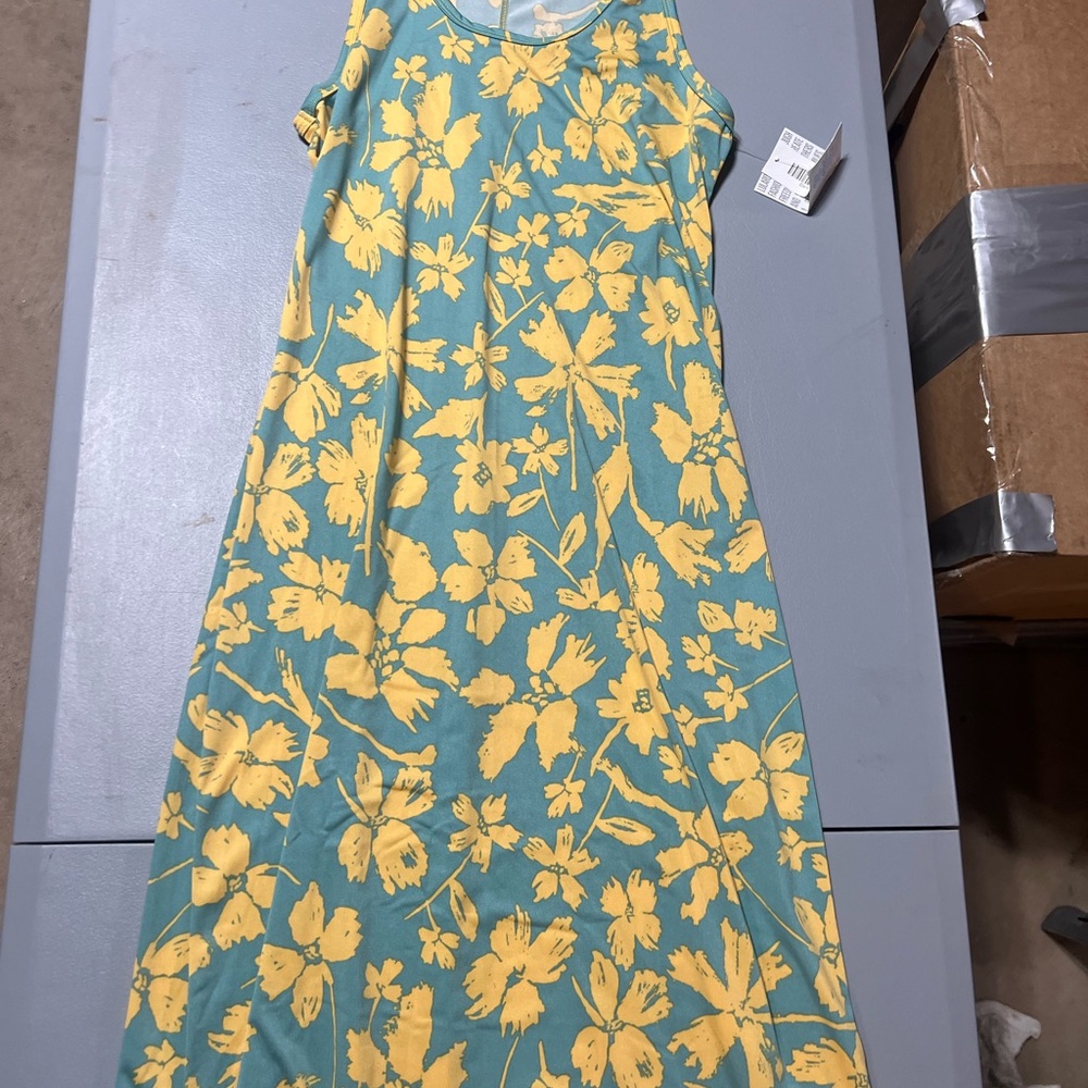 Floral Sleeveless Dress in Teal and Yellow